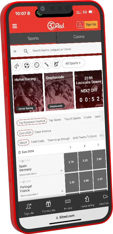 32Red mobile website reference image