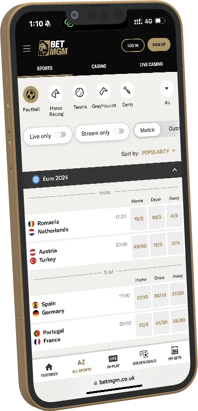 BetMGM mobile website reference image