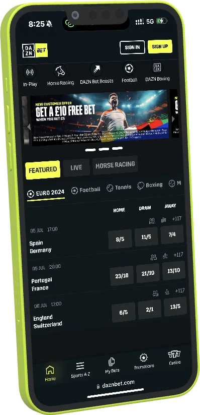 DAZN Bet mobile website reference image