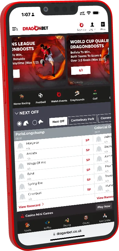 DragonBet mobile website reference image