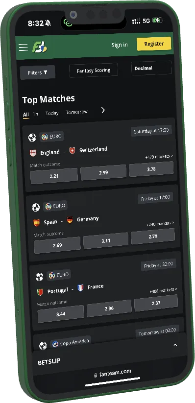 Fan Team mobile website reference image