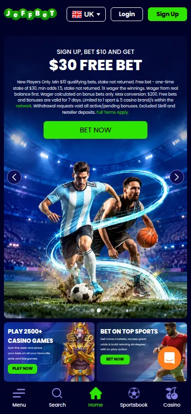 Jeffbet mobile website reference image