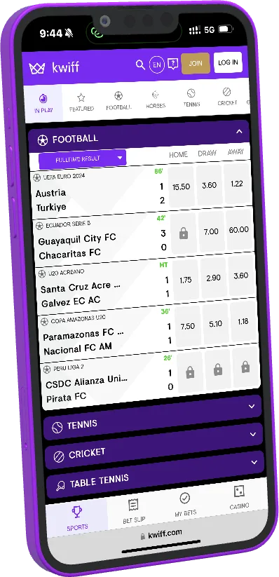 Kwiff mobile website reference image