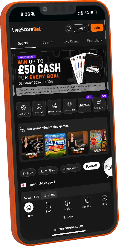 Livescore Bet mobile website reference image
