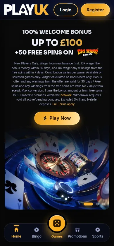 PlayUK mobile website reference image