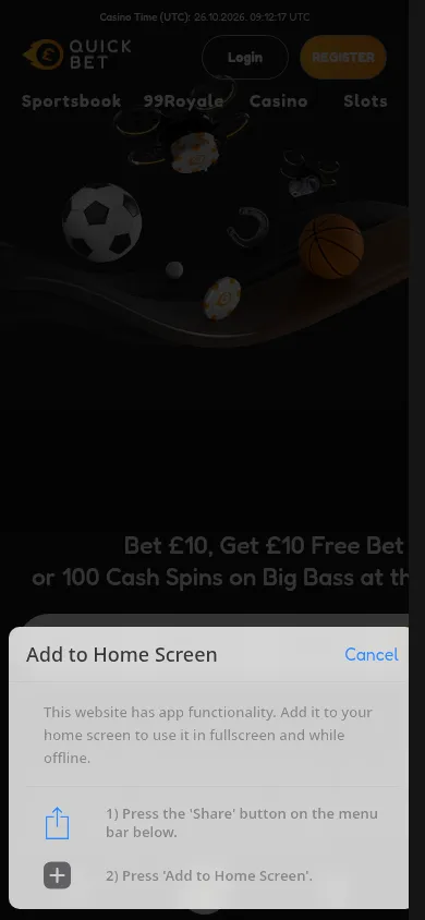 Quickbet mobile website reference image