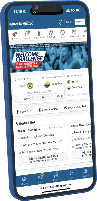 Sportingbet mobile website reference image