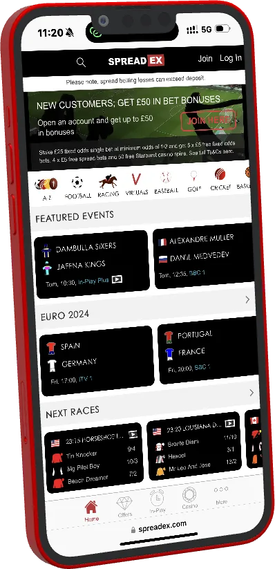 Spreadex mobile website reference image
